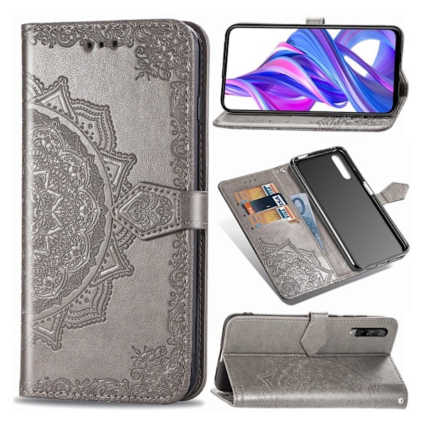 Mandala Honor 9X / 9X Pro Flip fodral - Grå Silvergrå