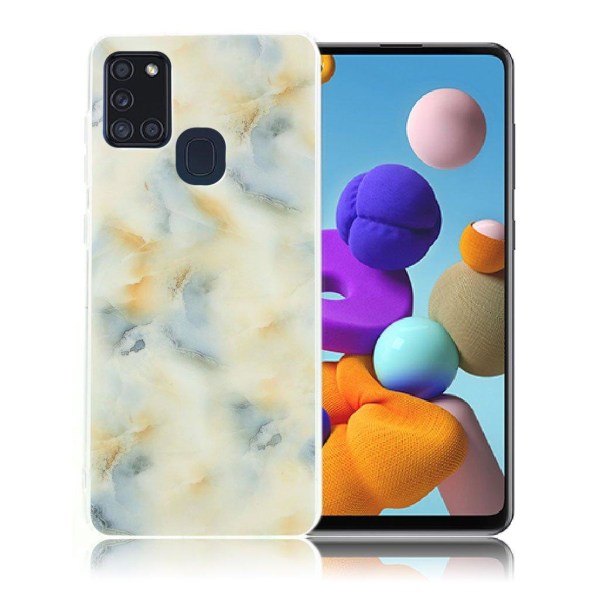 Marmormotiv Samsung Galaxy A21s skal - Gulgrön Marmor Grön