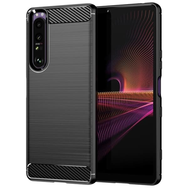 Carbon Flex Etui Sony Xperia 1 III - Svart Black