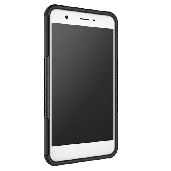 Huawei Nova Rengaskuvioinen Joustava Kuori Standillä - Musta Black