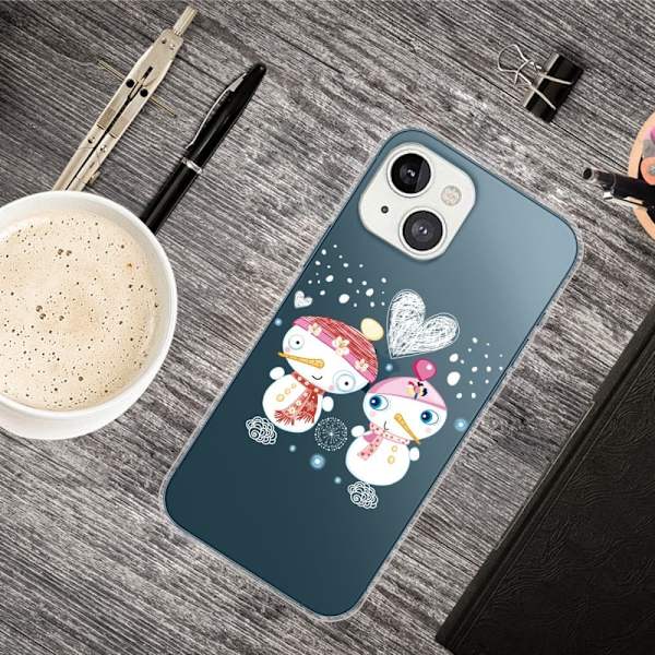 Julfodral till iPhone 13 - Snögubbe Par Vit