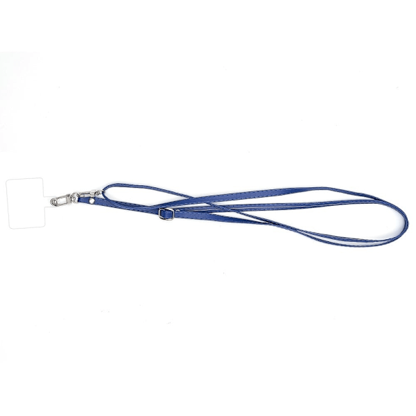 Universal crossbody-nackrem i läder med transparent dyna - Mörkblå Blå
