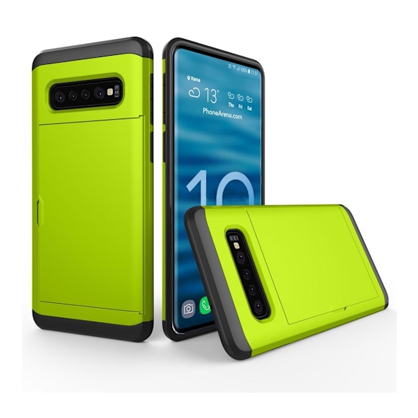 Samsung Galaxy S10 Korthållare hybrid fodral - Grön Grön