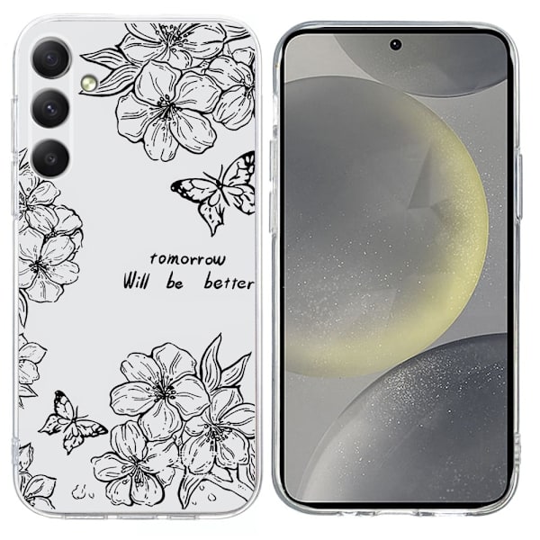 Vibe Samsung Galaxy S24 cover - Sommerfugleblomst Black