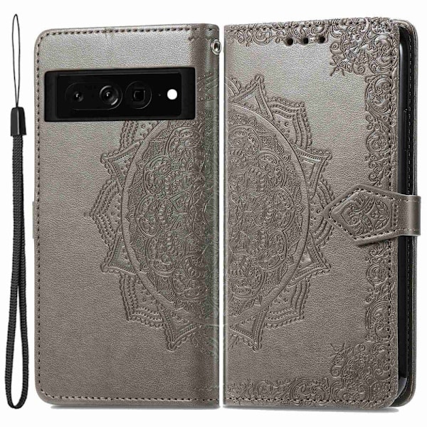 Mandala Google Pixel 7 Pro Flippetui - Grå Silver grey