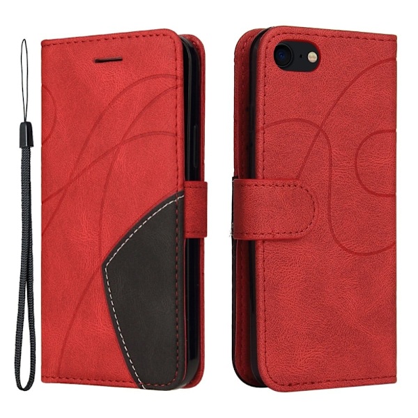 Texturerat läder iPhone SE (2022) / iPhone SE 2020 / iPhone 7 fodral med handledsband - Röd Röd