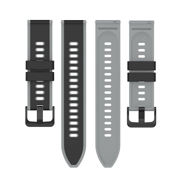 20 mm dobbeltfarvet silikoneurrem til Samsung-ur - Sort / Grå Black