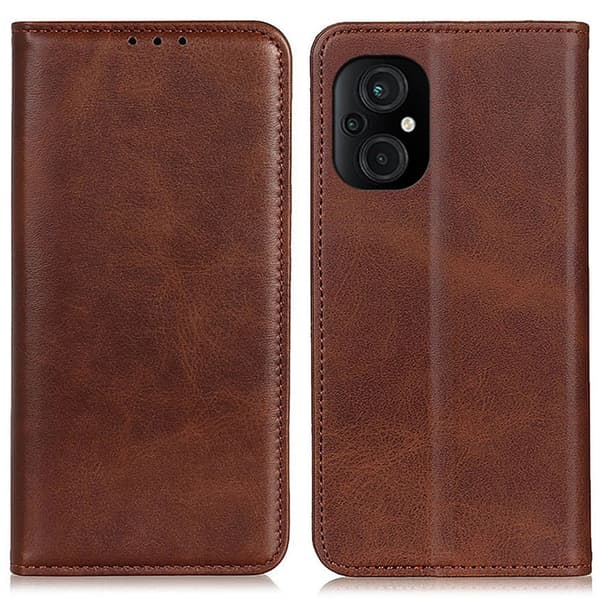 Äkta läder Xiaomi Poco M5 fodral - Brun Brun