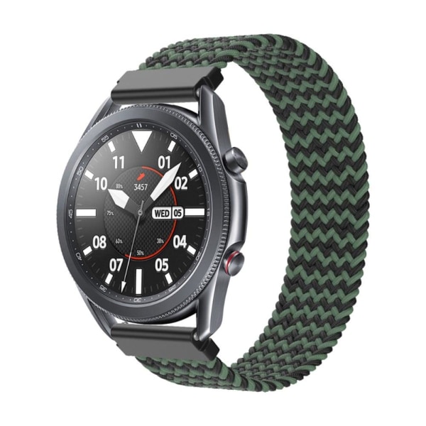 Samsung Galaxy Watch 3 (45 mm) klockarmband i elastisk nylon - Svart / Grön Storlek: M Grön