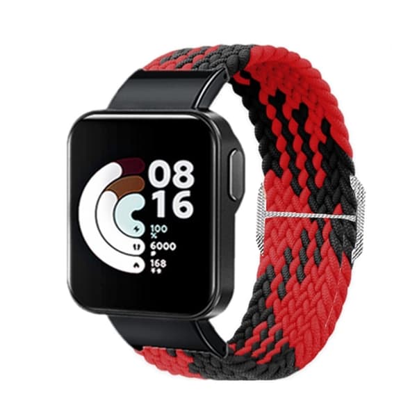 Xiaomi Redmi Watch nylon elastisk klokkerem - Rød / Svart Multicolor