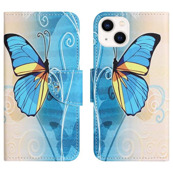 Wonderland iPhone 15 Plus Flippetui - Sommerfugl Blue