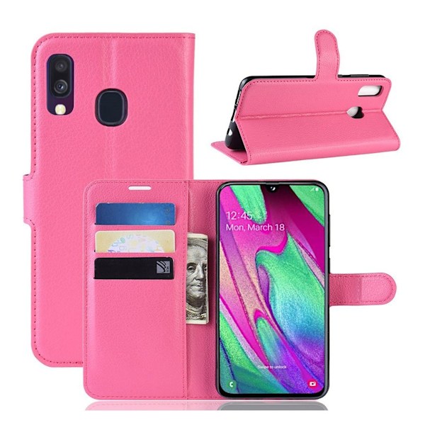 Samsung Galaxy A40 litchi nahkakotelo - Ruusu Pink