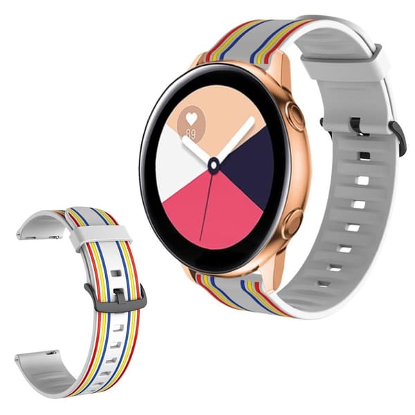 20 mm Twill-farvet urrem til Amazfit- og Huawei-ure - Grå / Farverig Silver grey