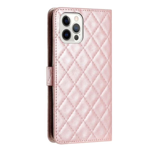 Funktionellt iPhone 13 Pro fodral med rombmönster - Rosa Rosa