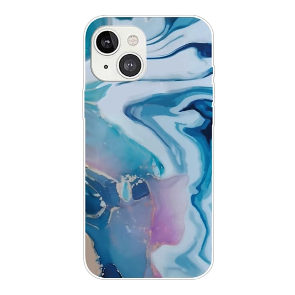 Marmordesign iPhone 14 Plus deksel - Blå Skvett Blue