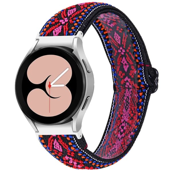 Samsung Galaxy Watch 5 / 4 elastisk nylon urrem - Rødt Tribal Blomstermønster Red