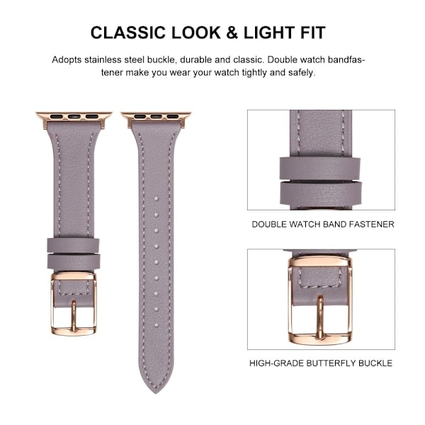Apple Watch Series 8 (45mm) / Watch Ultra klockarmband i äkta läder - Beige Vit