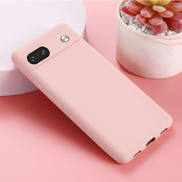 Matt flytende silikondeksel for Google Pixel 7a - Rosa Pink