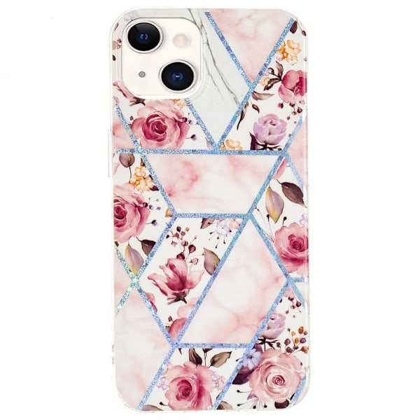 Marmormotiv iPhone 14 Plus skal - Ros multifärg