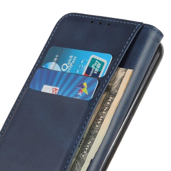 Wallet-style ægte Læder Flipcase til Motorola Moto G9 Play - Blå Blue