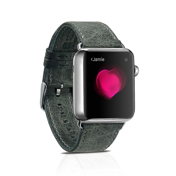 iCarer Classic Apple Watch Series 5 44mm armband i äkta läder - Grön Grön