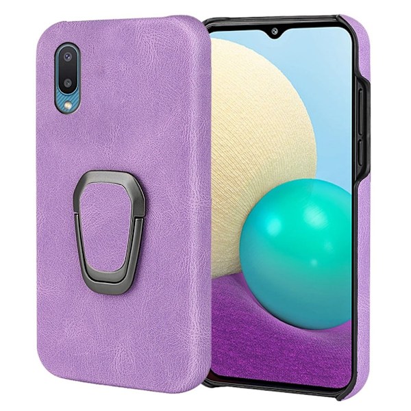 Stötsäkert läderfodral med oval kickstand för Samsung Galaxy M02 / A02 - Lila Lila