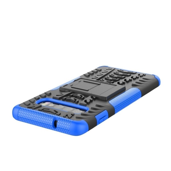 Samsung Galaxy S10 Plus dæk mønster kickstand hybrid etui - Blå Blue