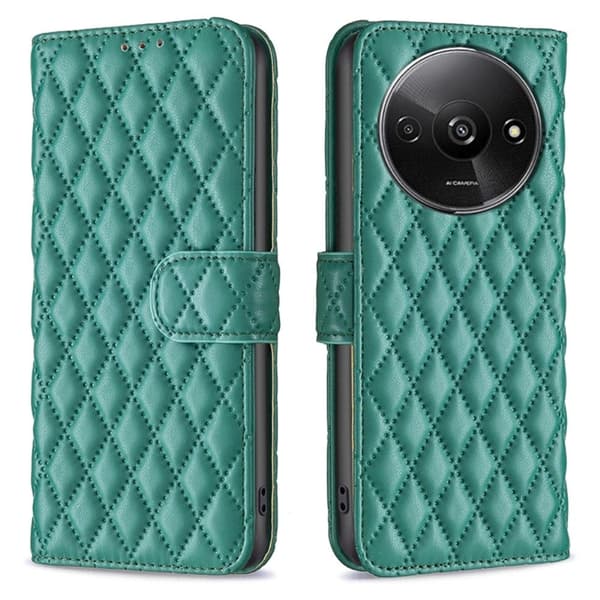 Rombemønster, matt flip-deksel for Xiaomi Redmi A3 - Grønn Green