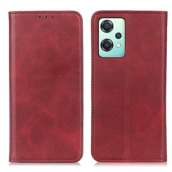 OnePlus Nord CE 2 Lite 5G lompakkokotelo, aitoa nahkaa - Punainen Red
