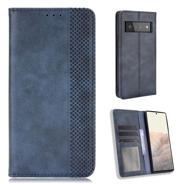 Bofink Vintage Google Pixel 6 Nahkakotelo - Sininen Blue