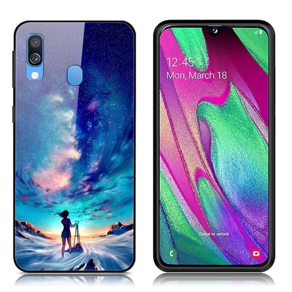 Fantasy Samsung Galaxy A40 deksel - Astronomisk Jente Blue