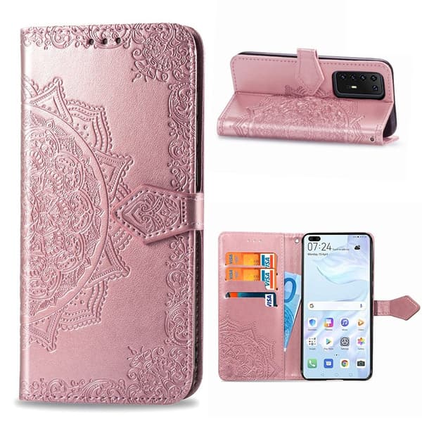 Mandala Huawei P40 Pro etui - Rødguld Pink