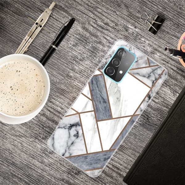 Deco Samsung Galaxy A73 Etui - Grå / Hvit Klinkekule Tile Silver grey