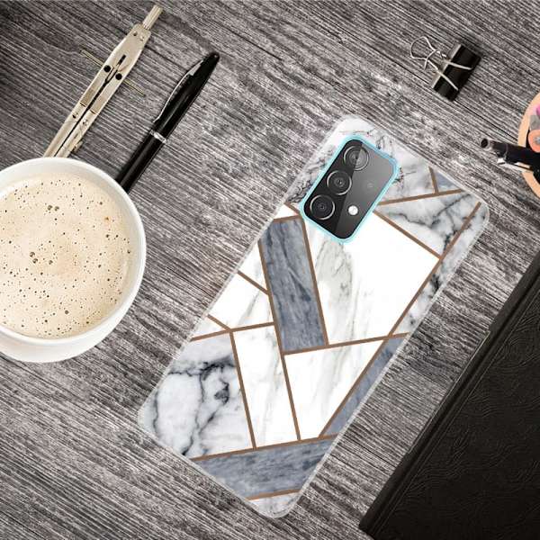 Deco Samsung Galaxy A73 Suojakotelo - Harmaa / Valkoinen Marble Tile Silver grey