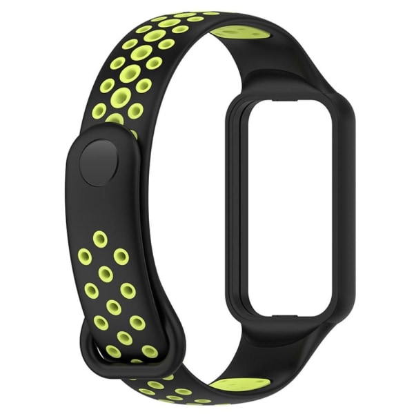 Amazfit Band 7 tofarvet silikone urrem - Sort / Grøn Green