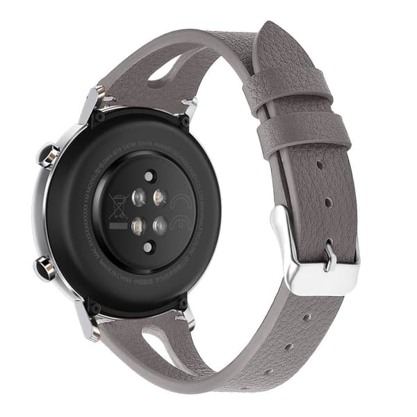 22mm Universal yksinkertainen aito nahkainen kellonhihna - Harmaa Silver grey