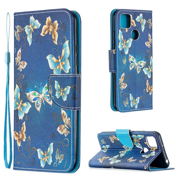 Wonderland Xiaomi Redmi 9C Flippetui - Sommerfugl Mønster Blue