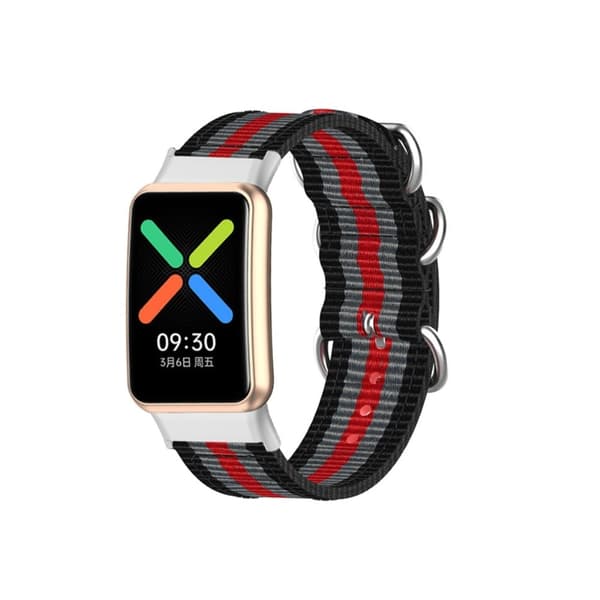 Oppo Watch Free klockarmband i nylon - Svart / Grå / Röd multifärg