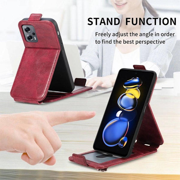 Vertical Flip Phone Suojakotelo With Zipper For Xiaomi Redmi Note 11S 5G / Poco M4 Pro 5g / Note 11t 5g - Punainen Red