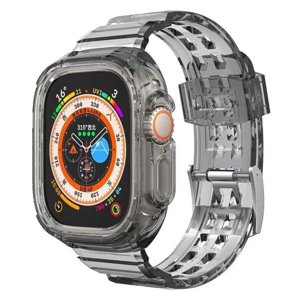 Apple Watch Ultra -kellohihna suojakuorella - Läpinäkyvä Musta Black