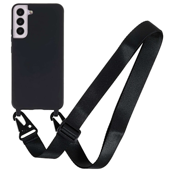 Tyndt TPU-etui med mat finish og justerbar strop til Samsung Galaxy S22 - Sort Black