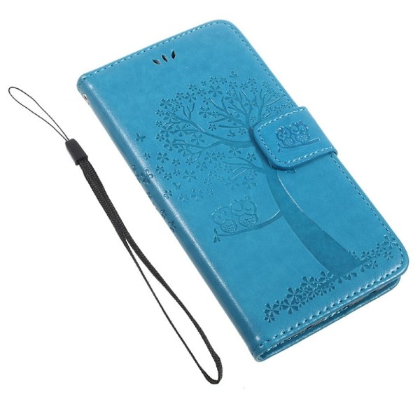 Samsung Galaxy J3 (2017)  Smuk læder etui med tryk - Blå Blue