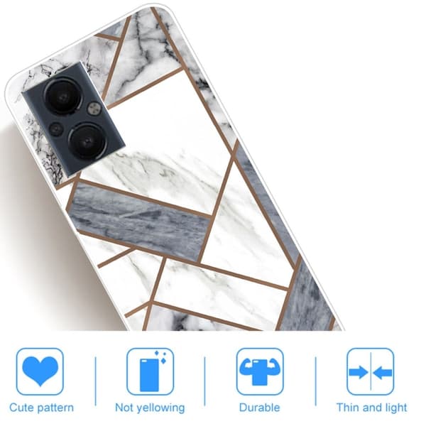 Marble OnePlus Nord N20 5G Etui - Grå / Hvid Marmor Tile Silver grey