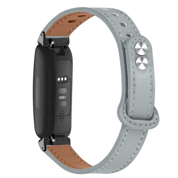 Fitbit Inspire 2 / Ace 2 klockarmband i koskinnläder med svart kontakt - Elefant Grå Silvergrå