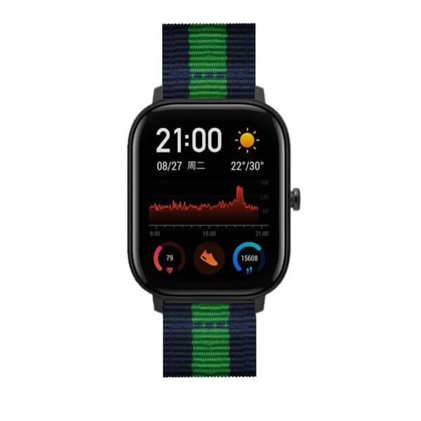 Amazfit GTS vertikalt klockarmband i nylon - Blå / Grön Blå
