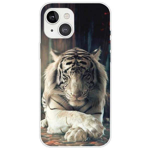 Deco iPhone 14 Plus kotelot - Valkoinen Tiikeri Silver grey