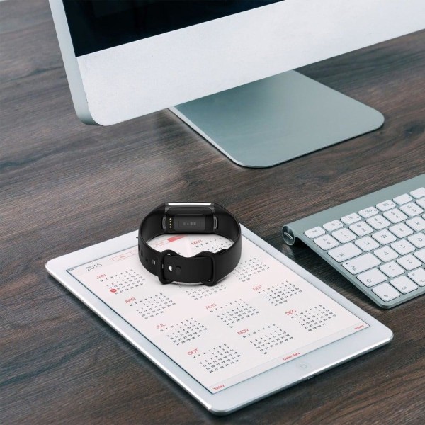 Fitbit Charge 5 enkelt TPU-klockarmband - Svart / Storlek: L Svart