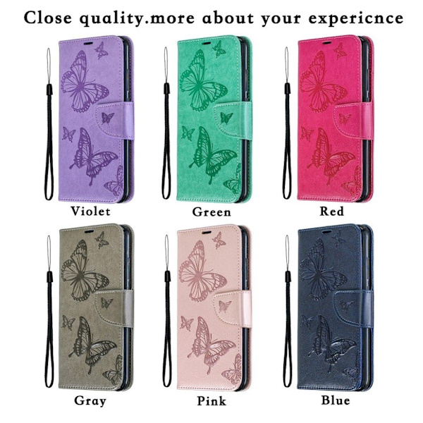 Butterfly Xiaomi Redmi Note 7 / Note 7 Pro / Note 7S etui – Grå Silver grey