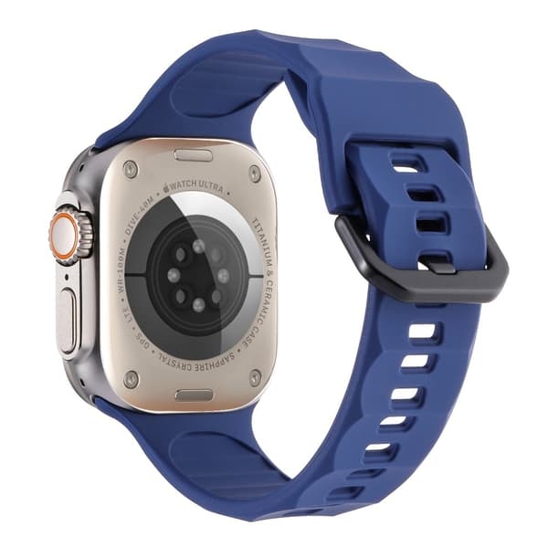 Apple Watch Series 8 (45mm) / Watch Ultra wave surface style silikonerem - Mørkeblå Blue