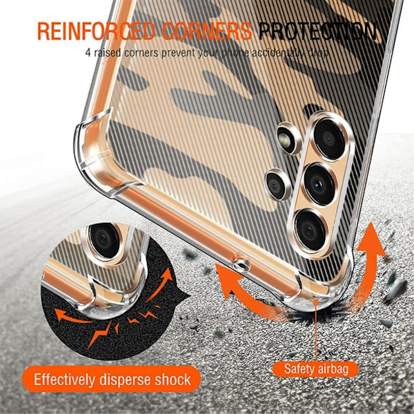 RZANTS halvgenomskinligt fodral med coolt tryck och hörnskydd för Samsung Galaxy A13 4G Transparent